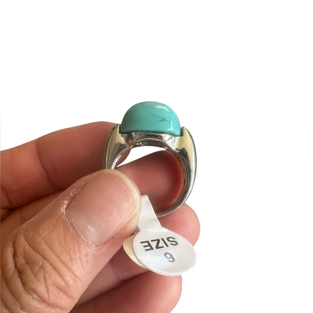 Chunky Turquoise and Silver Boho Ring